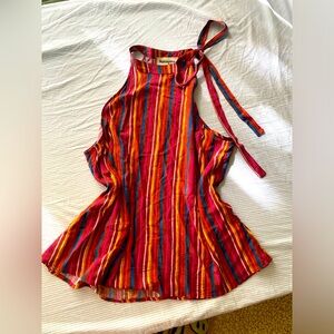 Serape stripe tie shoulder sleeveless shirt